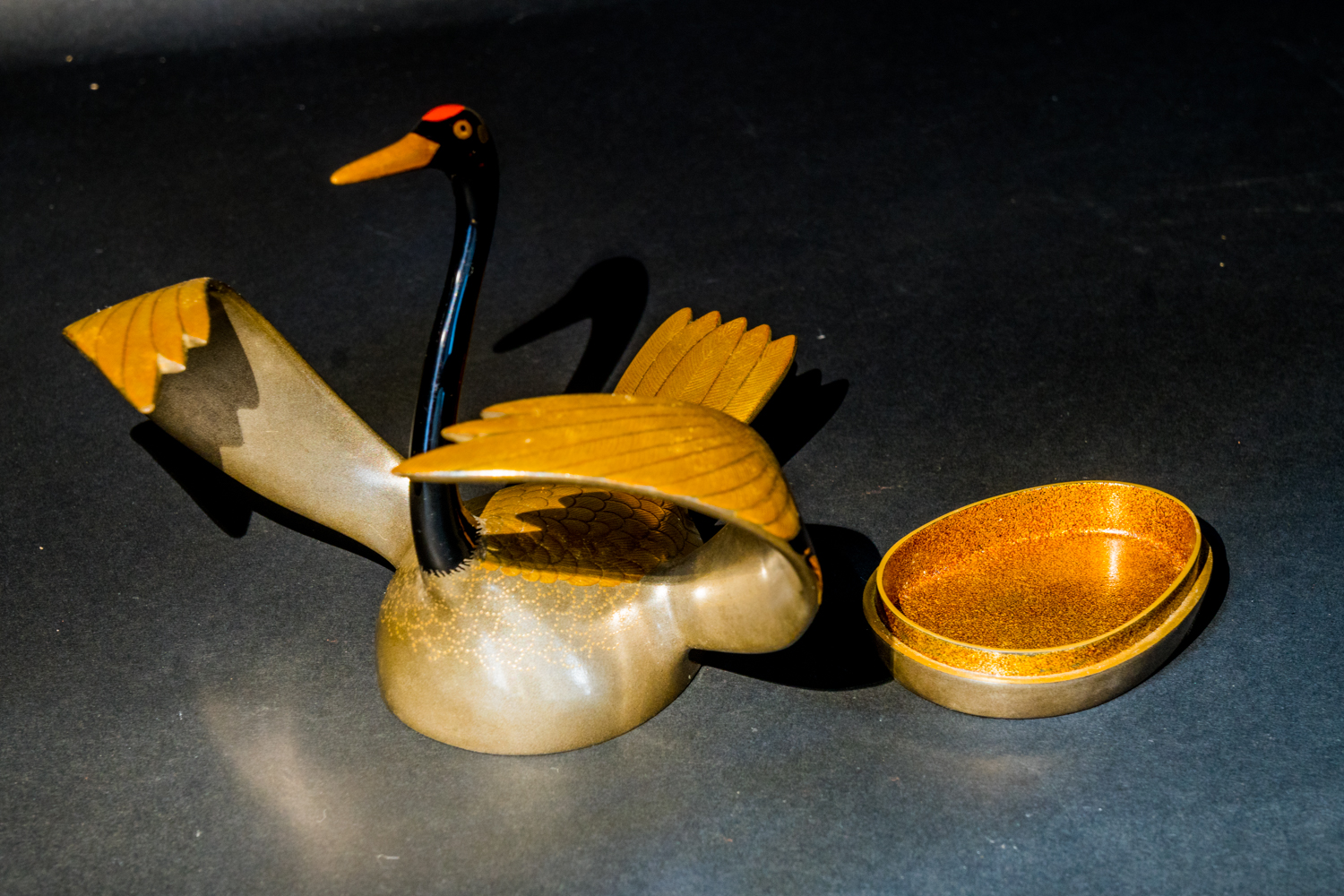 all lacquer core to surface artwork crane bird
